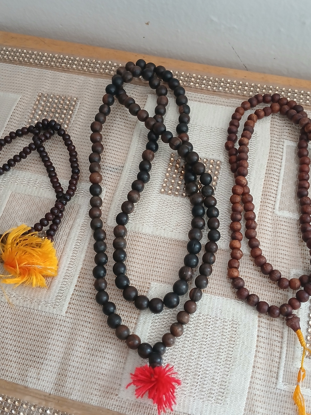Prayer Beads Brown Wooden Necklaces Lot Of 3 Vintage